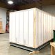 Image of a custom crate inside of a warehouse.