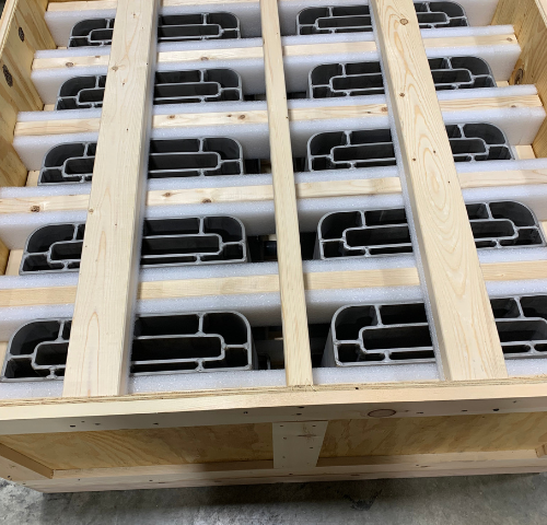 A custom foam lined create ready for shipping.